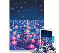 Rompecabezas de 1000 Piezas Barcos de Papel Brillantes en el Agua con Cielo Estrellado, decoración de Pared, Actividades Divertidas para el hogar, colección de Artistas, Bellas Artes 38x52cm