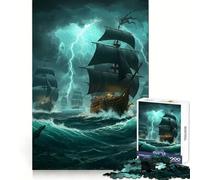 Rompecabezas de 1000 Piezas Barcos Piratas en Mares tormentosos para Adolescentes Juguete para ejercitar la Mente Tiempo de relajación Arte para armar Regalo de Temporada (38x26cm)