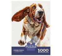 Rompecabezas De 1000 Piezas - Basset Hound Running Rompecabezas para Adultos Juguetes De Bricolaje Oferta De Decoración Perfecta como Regalos para Toda La Familia 52x38cm/1000pcs
