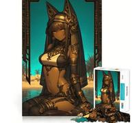 Rompecabezas de 1000 Piezas Bastet,Diosa egipcia,Chica Anime,Bordes limpios,decoración,Juguete Creativo,Tiempo fácil,Divertido, (50x75cm)