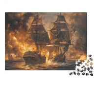 Rompecabezas de 1000 Piezas Batalla Naval Barco de Vela en tormenta Juego Educativo para Adultos Decoración del hogar Difícil Desafío Masculino y Femenino Cumpleaños 70x50cm/1000 Piezas Regalos