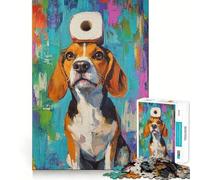 Rompecabezas de 1000 Piezas - Beagle con Rollo,decoración de Bordes limpios,Juguete para Entrenar el Pensamiento,Juego Divertido y fácil de Usar,Regalo de cumpleaños (50x75cm)