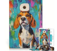 Rompecabezas de 1000 Piezas - Beagle con Rollo,decoración de Bordes limpios,Juguete para Entrenar el Pensamiento,Juego Divertido y fácil de Usar,Regalo de cumpleaños (38x52cm)