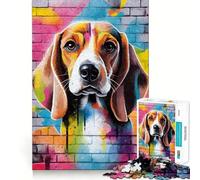 Rompecabezas de 1000 Piezas Beagle Graffiti Edge Play Juego de Desarrollo Cerebral Juego Lento Divertido Regalo de cumpleaños para la Mente (38x26cm)
