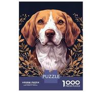 Rompecabezas De 1000 Piezas Beagle Portrait with Floral Accents Rompecabezas para Adultos Juego Familiar Decoración Perfecta Cumpleaños Y Navidad 70x50cm/1000pcs