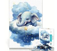 Rompecabezas de 1000 Piezas Bebé Elefante,Juego de lógica,Juego Relajante, (38x26cm)