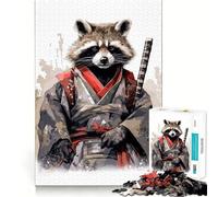 Rompecabezas de 1000 Piezas Bebé Mapache samurái,Arte de Corte preciso,Juego para estimular el Cerebro,diversión,Tiempo Libre,decoración navideña,Regalo (50x75cm)