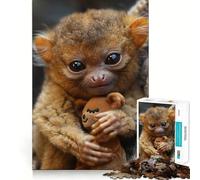 Rompecabezas de 1000 Piezas Bebé tarsero con Osito de Peluche,Arte de Corte preciso,desafío Mental,Regalo Divertido para el Tiempo Libre,decoración navideña para la Pared (38x26cm)