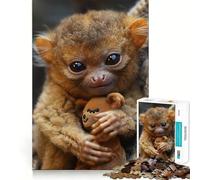 Rompecabezas de 1000 Piezas Bebé tarsero con Osito de Peluche,decoración de Ajuste Limpio,Juego de Habilidad Mental,Juego Acogedor,decoración navideña para Pared (50x75cm)