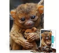 Rompecabezas de 1000 Piezas Bebé Tarsero con Osito de Peluche Diversión precisa con articulaciones Juego cognitivo Diversión a Ritmo Lento Juego artístico de cumpleaños (38x52cm)