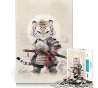 Rompecabezas de 1000 Piezas Bebé Tigre Samurai,Decoración Limpia,Juego de Habilidad Mental,Momento Acogedor,Decoración Navideña para Pared (38x52cm)
