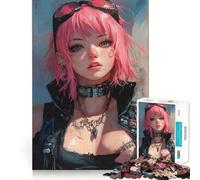 Rompecabezas de 1000 Piezas Bella Jinete de Pelo Rosa,Arte de Corte preciso,Juguete para desarrollar la Capacidad cognitiva,Juego Relajante para el Tiempo de Juego,Regalo de cumpleaños (38x52cm)