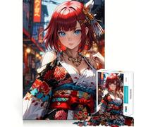 Rompecabezas de 1000 Piezas Belleza en Kimono Decoración de Ajuste Limpio Actividad Mental Inteligente Tiempo de Juego Acogedor Regalo Navideño Divertido (50x75cm)