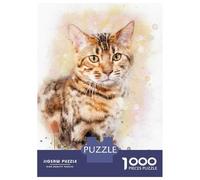 Rompecabezas De 1000 Piezas Bengal Cat Watercolor Rompecabezas para Adultos Juego De Ingenio Difícil Difícil Único Cumpleaños Y Regalos 38x26cm/1000pcs