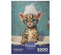 Rompecabezas De 1000 Piezas Bengal Kitten Bath Time Rompecabezas para Adultos Juego De Ingenio Ensamblaje De Patrones Difícil Y Desafiante 38x26cm/1000pcs