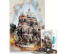 Rompecabezas de 1000 Piezas Berlín Alemania Acuarela Bordes limpios Decoración Juguete de Habilidad Creativa Fácil Tiempo Divertido (38x26cm)