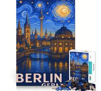 Rompecabezas de 1000 Piezas,Berlín,Alemania,Estilo Noche Estrellada,Pintura,Corte sin Costuras,Juego Mental,Regalo,Juego Casual,Navidad,Arte para el hogar (38x26cm)