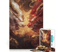Rompecabezas de 1000 Piezas Bestias míticas chocando Entre Llamas Doradas para Adolescentes Fortalece la Memoria Ideal para el hogar y el Ocio Bordes limpios Un Regalo entrañable (50x75cm)