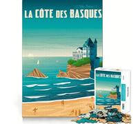 Rompecabezas de 1000 Piezas Biarritz Póster de Viaje Decoración Clean Fit Actividad para Mentes Inteligentes Tiempo Acogedor Juego Regalo Divertido de Navidad (38x52cm)