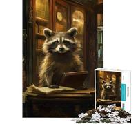 Rompecabezas de 1000 Piezas Biblioteca de mapaches Lectura Juego Educativo Juguete desafiante Regalo para cumpleaños tamaño 38x26cm