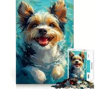 Rompecabezas de 1000 Piezas Biewer Yorkshire Terrier Nadando Articulaciones Suaves Diversión Lógica Pensamiento Juego Casual Tiempo de Juego Divertido (38x26cm)