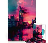 Rompecabezas de 1000 Piezas Big Ben Neon Glow,Corte Exacto,Juego de lógica,Juego Relajante, (50x75cm)