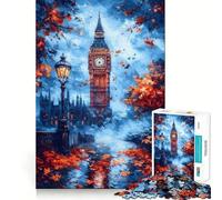 Rompecabezas de 1000 Piezas Big Ben Otoño Arte de Corte preciso Juego Creativo para el Cerebro Juego fácil Exhibición de Arte navideño (38x52cm)