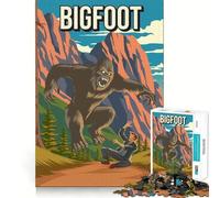 Rompecabezas de 1000 Piezas Bigfoot Críptido Criptozoología Ataque a la luz del día Bordes Lisos Juego de Habilidad Mental Diversión Tiempo Acogedor Juego Regalo de cumpleaños Pasatiempo (38x26cm)