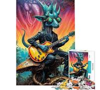 Rompecabezas de 1000 Piezas Bio Rhythms Dino Guitarrista Rompecabezas para Adultos Carrera de Velocidad Manual Difícil y desafiante 38x26cm