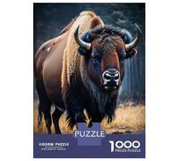 Rompecabezas De 1000 Piezas Bison in Forest Rompecabezas para Adultos Juego De Ingenio Carrera De Velocidad De Manos Cumpleaños Y Navidad 52x38cm/1000pcs