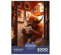 Rompecabezas De 1000 Piezas Bison Sitting In Toilet Rompecabezas para Adultos Juego De Ingenio Corte De Precisión Cumpleaños Y Navidad 52x38cm/1000pcs
