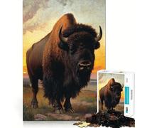 Rompecabezas de 1000 Piezas - Bisonte al Atardecer Corte Suave Juego cognitivo Regalo Ideal para Momentos de Juego relajantes Regalo de cumpleaños (50x75cm)