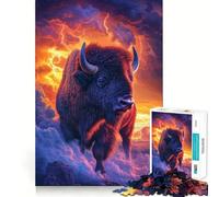 Rompecabezas de 1000 Piezas Bisonte Majestuoso en la Tormenta con articulaciones afiladas Juego de lógica Divertido Juego para Pasar un rato Agradable (50x75cm)