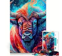 Rompecabezas de 1000 Piezas Bisonte Neón Místico para Adolescentes Rompecabezas Mental para aliviar la tensión Arte para armar Regalo Premium (38x52cm)
