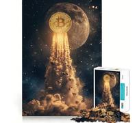 Rompecabezas de 1000 Piezas - Bitcoin a la Luna - Decoración de Bordes limpios - Juguete para Entrenar el Pensamiento - Juego Divertido y fácil de Usar - Regalo de cumpleaños (38x52cm)