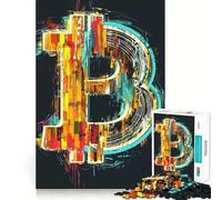 Rompecabezas de 1000 Piezas Bitcoin,Colorido,sin Costuras,Juego Mental,Regalo,Juego Casual,Navidad,decoración del hogar (38x26cm)