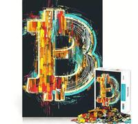 Rompecabezas de 1000 Piezas Bitcoin,Colorido,sin Costuras,Juego Mental,Regalo,Juego Casual,Navidad,decoración del hogar (50x75cm)