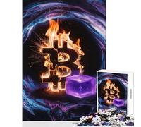 Rompecabezas de 1000 Piezas Bitcoin en Llamas Juguetes de decoración para el hogar Gran Regalo para Juegos Juego Educativo Mejora el Amor Entre Parejas tamaño 38x26cm