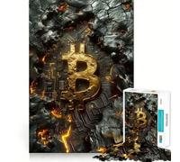 Rompecabezas de 1000 Piezas Bitcoin en una Roca Decoración de Ajuste Limpio Actividad para Mente Inteligente Tiempo de Juego Acogedor Regalo Divertido de Navidad (38x52cm)