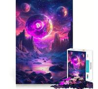 Rompecabezas de 1000 Piezas Bitcoin Galaxy,Corte Exacto,Juego de lógica,Juego Relajante, (38x52cm)