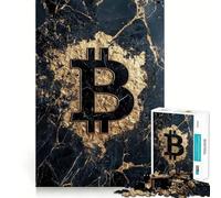 Rompecabezas de 1000 Piezas - Bitcoin Mármol Negro y Dorado Bordes Decorados Juguete de Entrenamiento de Pensamiento Fácil de Usar Divertido Juego de Cumpleaños Regalo (50x75cm)