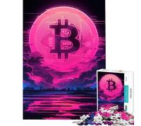 Rompecabezas de 1000 Piezas Bitcoin Neon Cityscape para Juego Educativo Juguetes adictivos para Cultivar la Paciencia Regalo artístico análisis y lógica (tamaño 50x75cm)