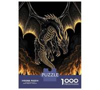 Rompecabezas De 1000 Piezas Black and Gold Dragon Over Fire Rompecabezas para Adultos Juego De Ingenio Análisis Y Lógica Interacción Entre Padres E Hijos 52x38cm/1000pcs