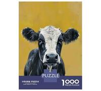 Rompecabezas De 1000 Piezas Black and White Cow Portrait Rompecabezas para Adultos Juegos Relajantes Análisis Y Lógica Cumpleaños Y Navidad 70x50cm/1000pcs