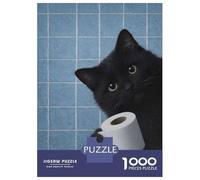 Rompecabezas De 1000 Piezas Black Cat Holding Toilet Paper Are You Pooping Rompecabezas para Adultos Juego Familiar Desafío Difícil Oferta como Regalos para Toda La Familia 38x26cm/1000pcs