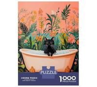Rompecabezas De 1000 Piezas Black Cat in A Tub Rompecabezas para Adultos Juego De Ingenio Análisis Y Lógica Interacción Entre Padres E Hijos 38x26cm/1000pcs