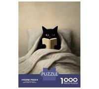 Rompecabezas De 1000 Piezas Black Cat Reading in Cozy Bed Rompecabezas para Adultos Juegos Relajantes Decoración del Hogar Cumpleaños Y Navidad 70x50cm/1000pcs