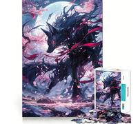 Rompecabezas de 1000 Piezas Black Kitsune Sakura Flawless Fit Art,Actividad de Juego Inteligente,Juego Divertido para el Tiempo Libre,Regalo de cumpleaños 38x52cm