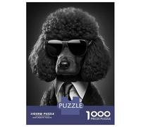 Rompecabezas De 1000 Piezas Black Poodle Mafia Boss Rompecabezas para Adultos Juego De Ingenio Carrera De Velocidad De Manos Cumpleaños Y Navidad 38x26cm/1000pcs