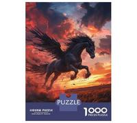 Rompecabezas De 1000 Piezas Black Winged Horse Rompecabezas para Adultos Juego Práctico Vacaciones En Casa Matar El Tiempo Cumpleaños 38x26cm/1000pcs